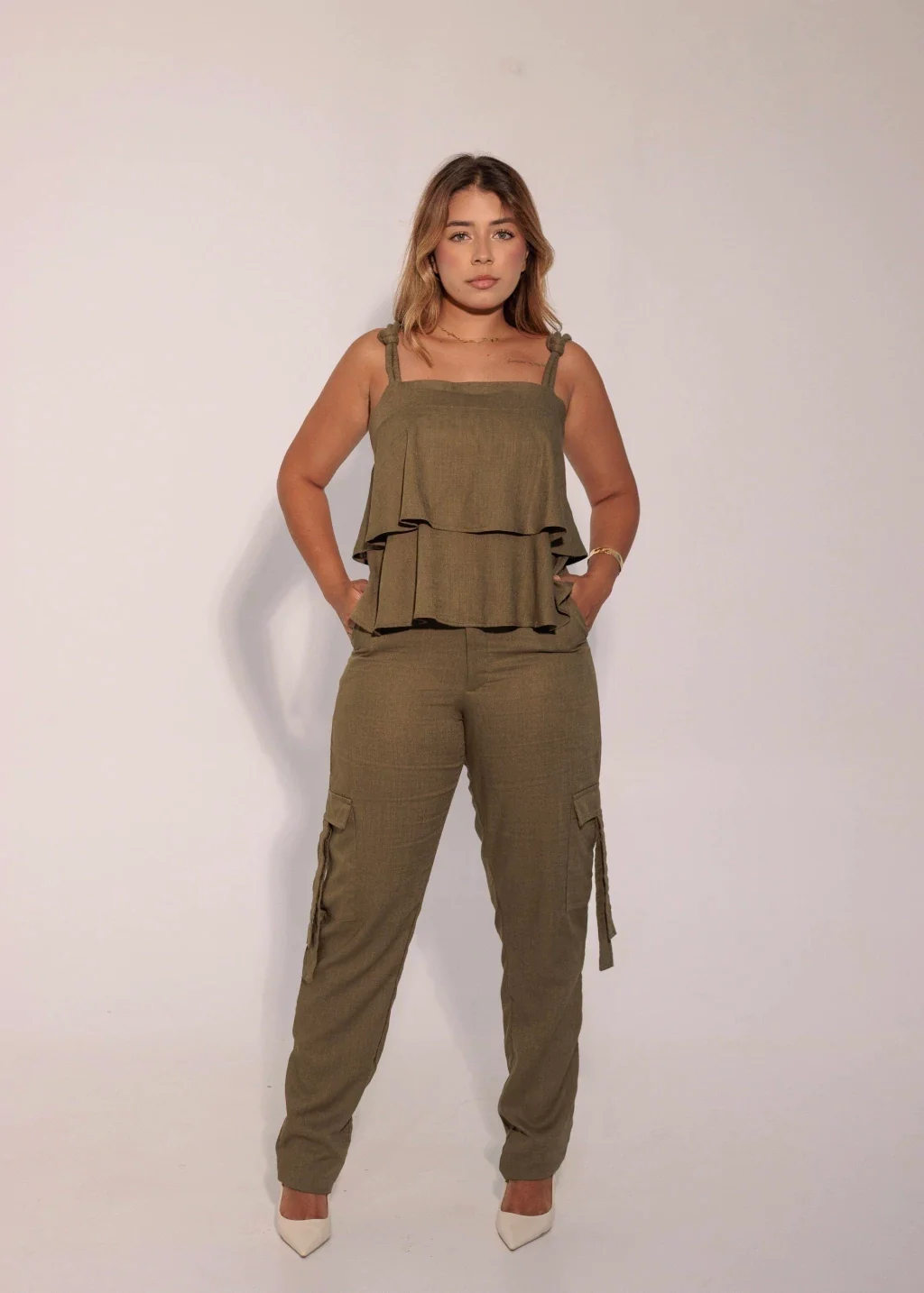 Conjunto Cambraia de Linho Verde