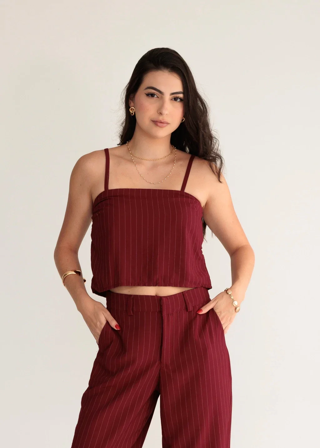 Blusa Risca de Giz Marsala