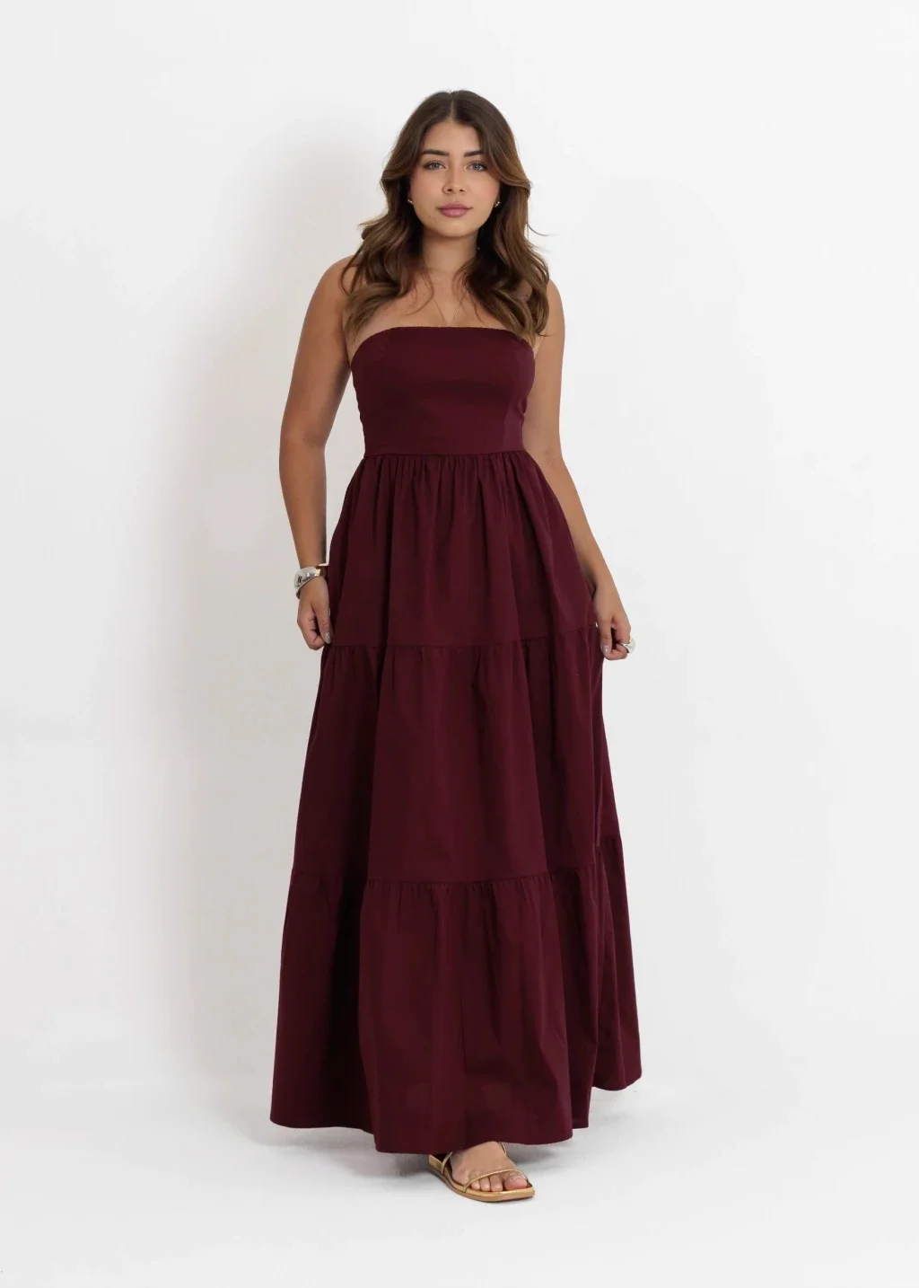 Vestido tomara que Caia Liz Marsala
