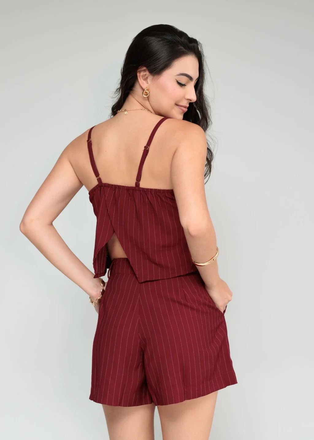 Blusa Risca de Giz Marsala