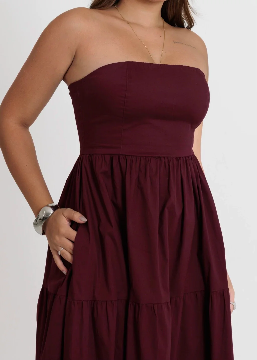Vestido tomara que Caia Liz Marsala