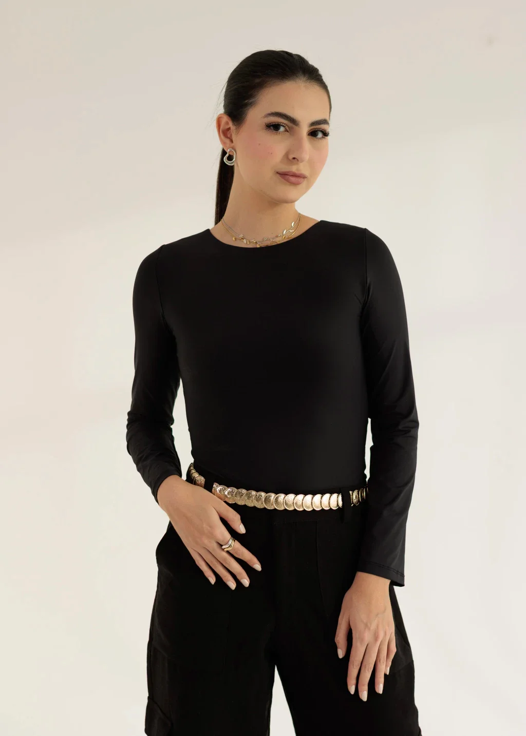 Body Manga Longa Preto