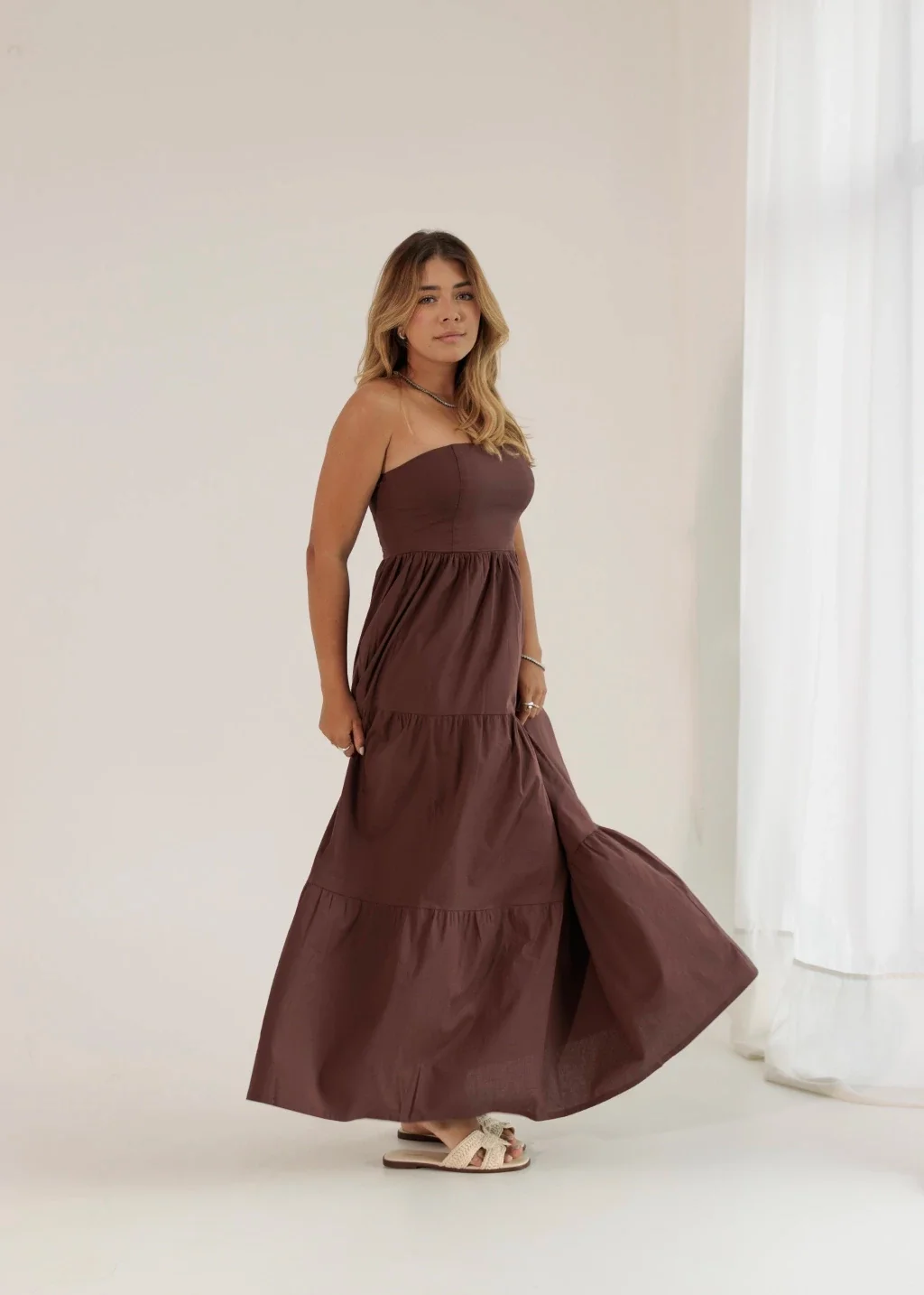Vestido Tomara que Caia Liz Marrom