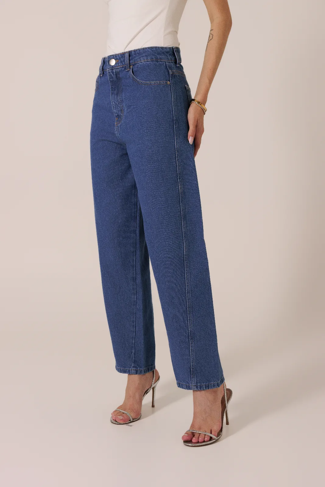 Calça Jeans Barrel Olivia média